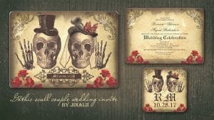 Gothic-scull-day-of-dead-wedding-invitations