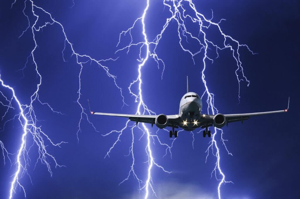 lightning strikes plane