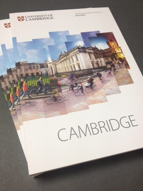 desain brosur universitas cambridge