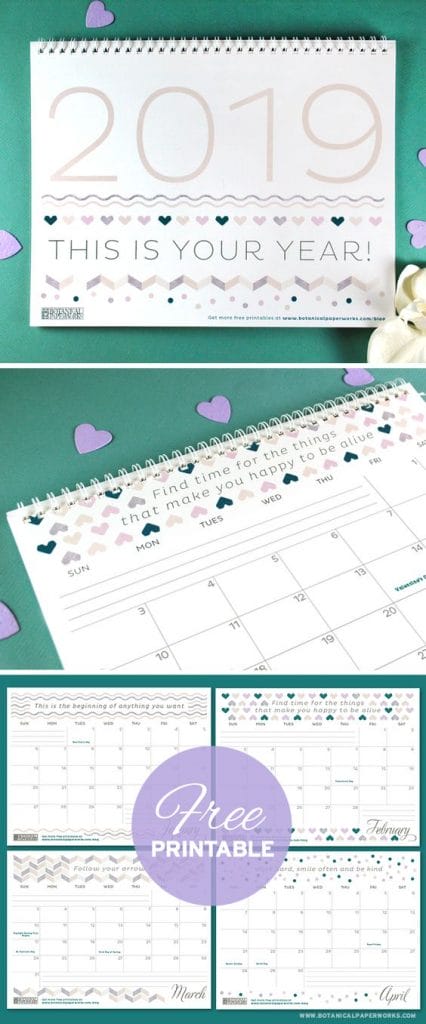 desain kalender 2019 desk tema journaling